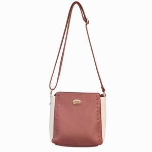 Nicole Miller Studded Crossbody Bag Blush Pink White Gold Hardware